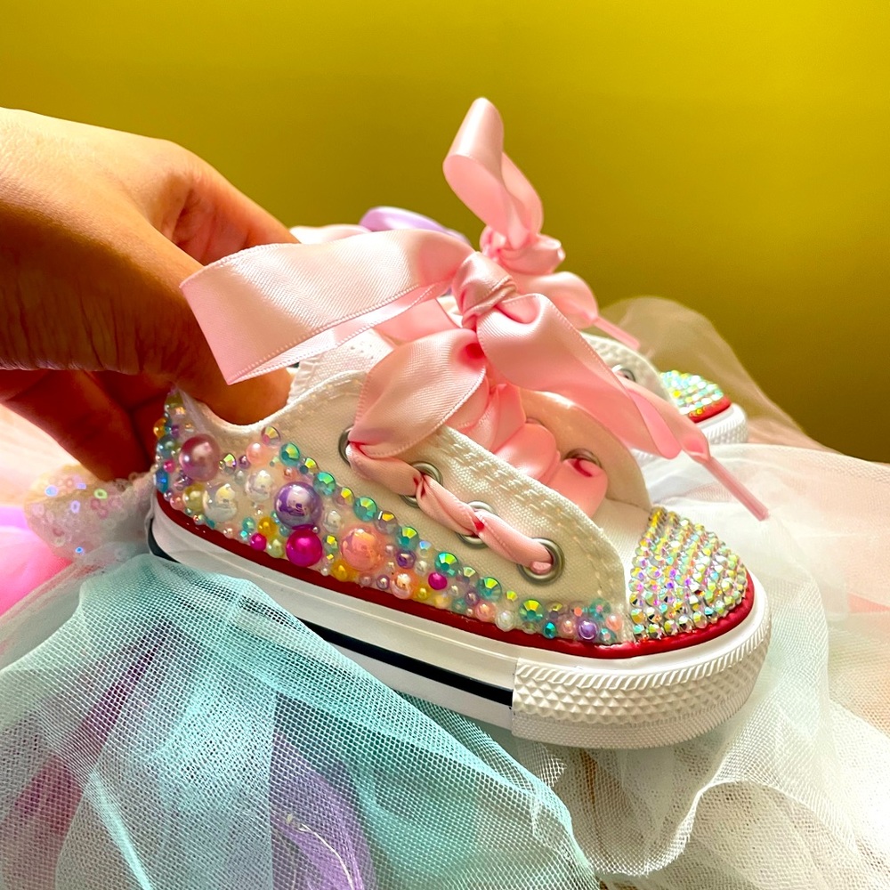 Girl, bedazzled converses